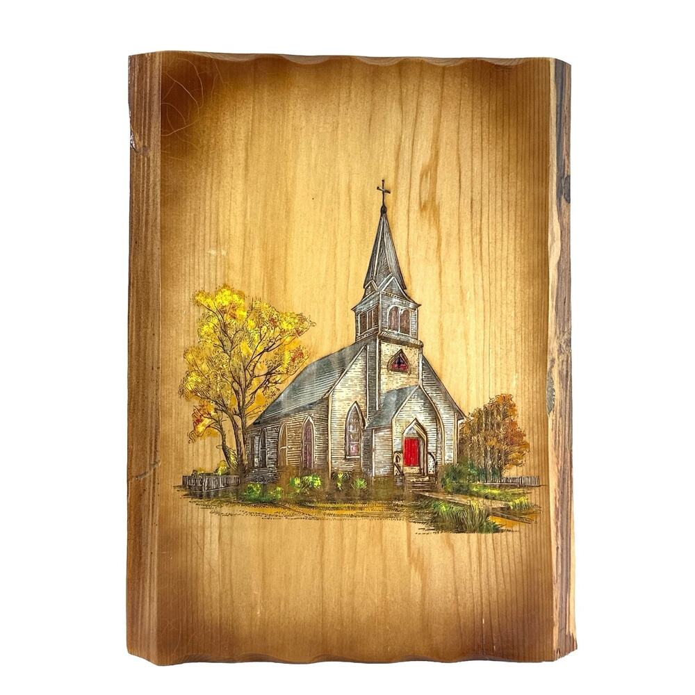 Live Edge Gifts Rustic Church Wood Wall Art Hand Painted Engraved Plaque 12” (B) - Picture 3 of 11